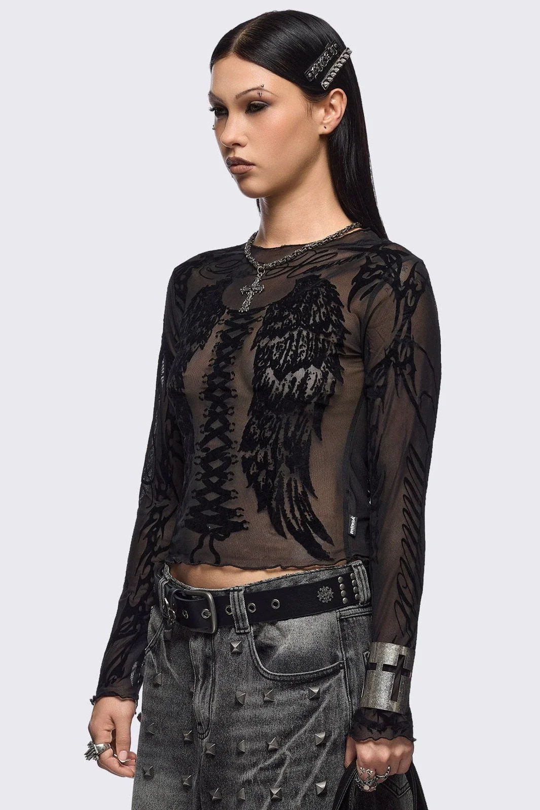 Wing It Black Mesh Top - Image 4
