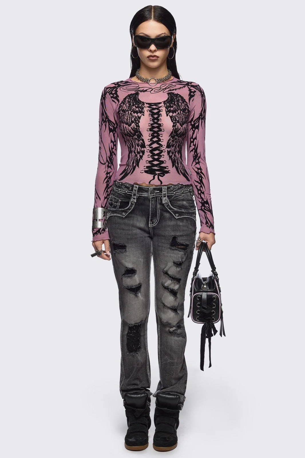 Wing It Pink Mesh Top - Image 2