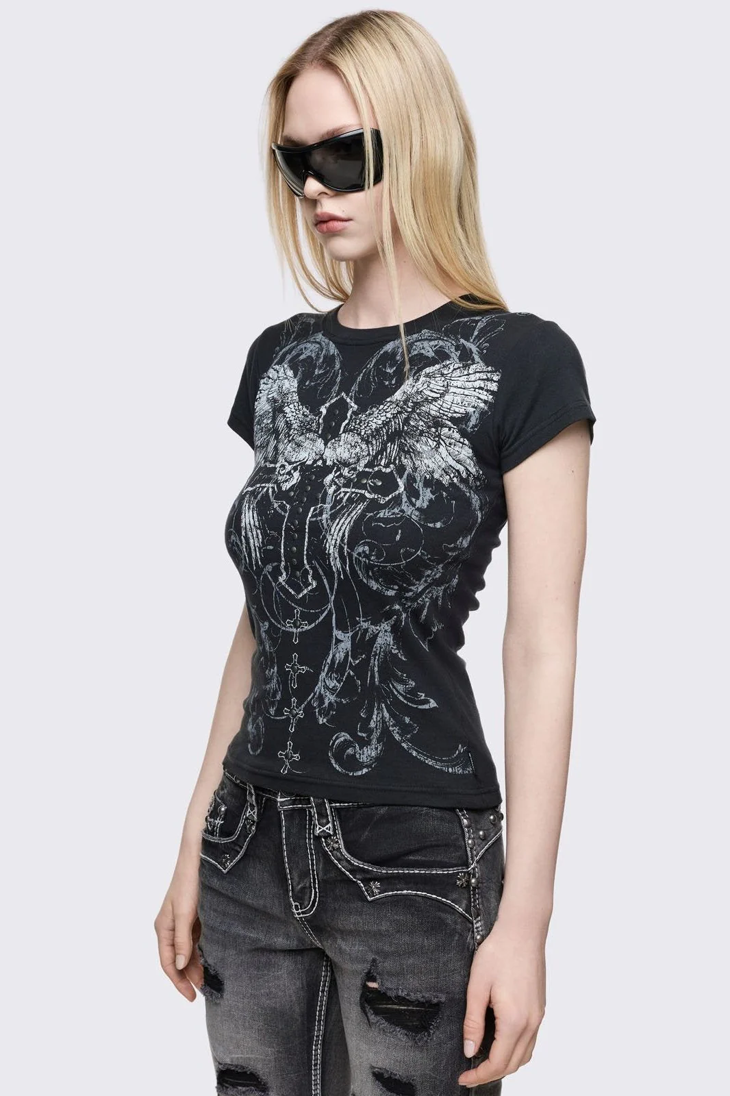 Winged Cross Baby Tee - Image 3
