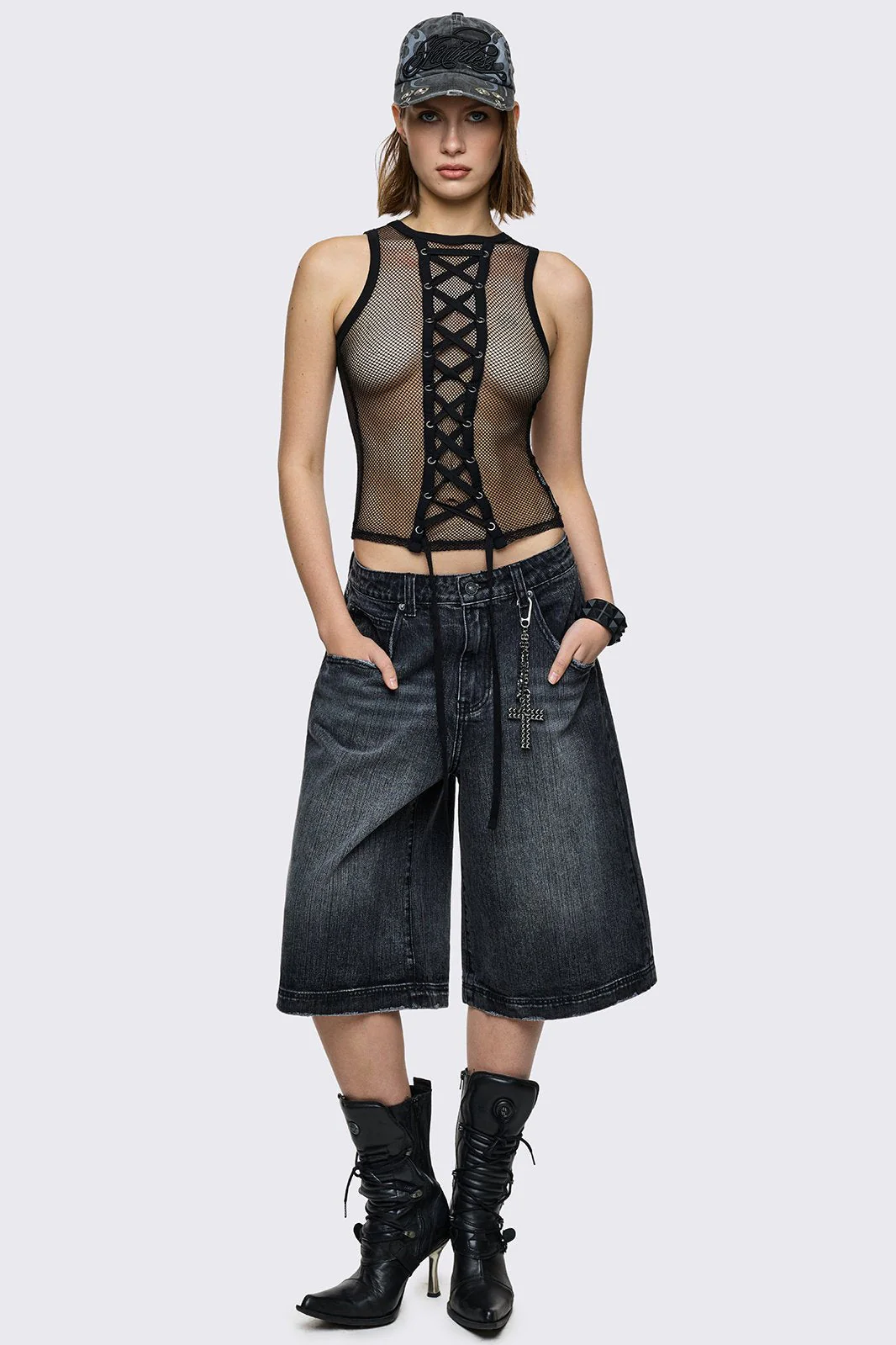 Worn Black Washed Jorts - Image 5