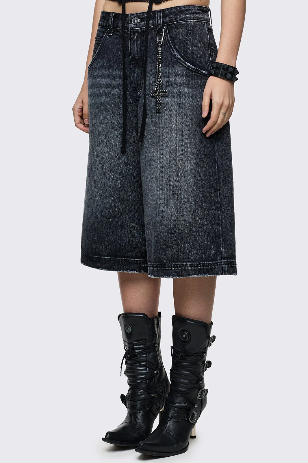 Worn Black Washed Jorts - Image 6