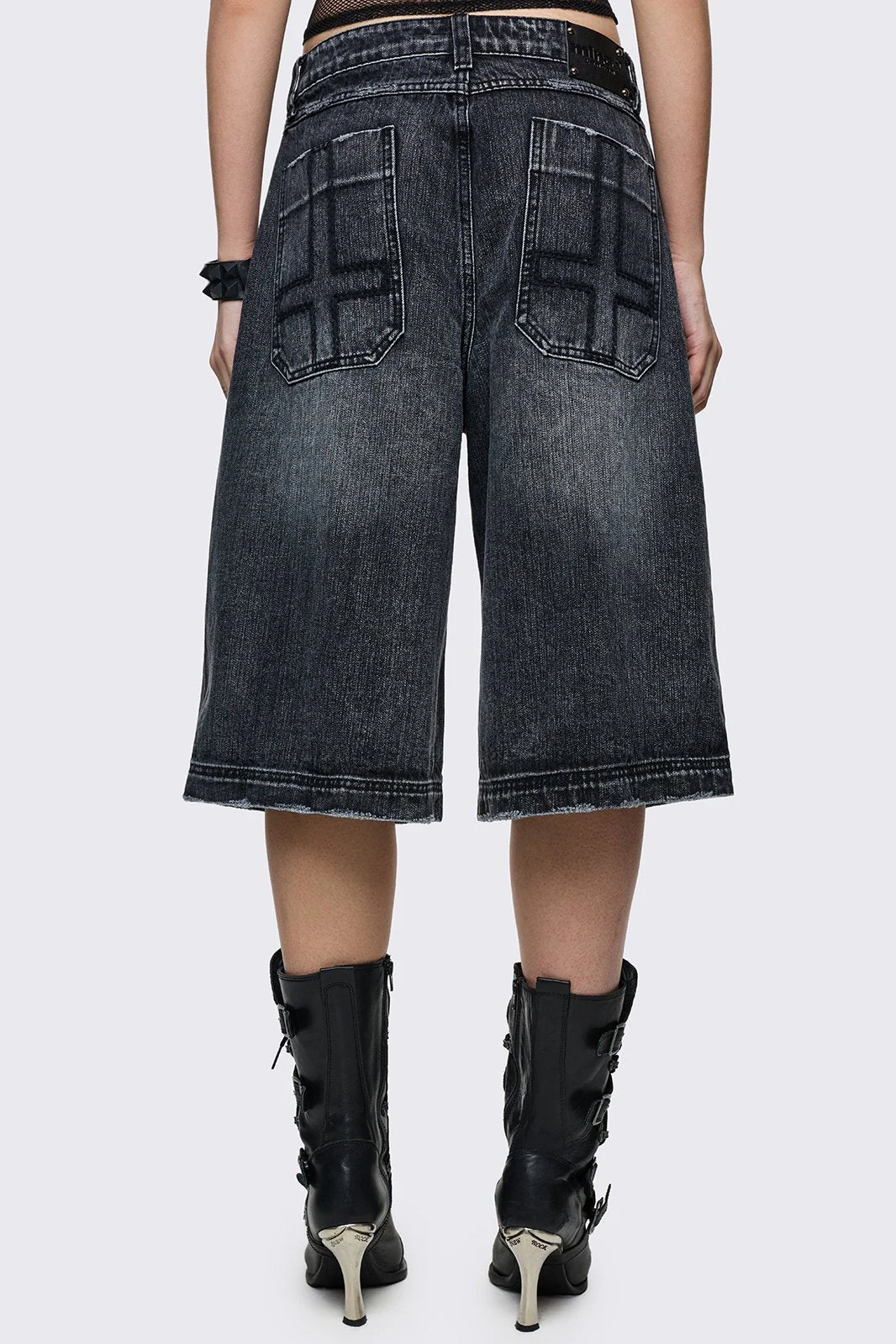Worn Black Washed Jorts - Image 9