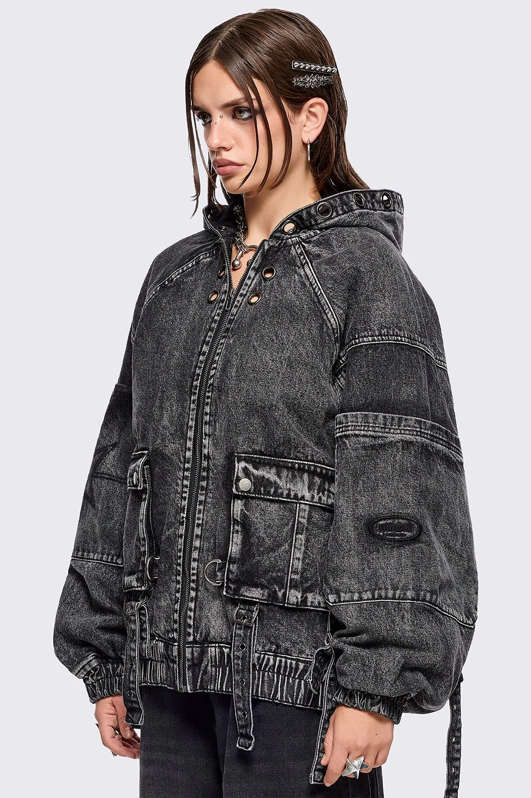 Zade Denim Bomber Jacket - Image 4